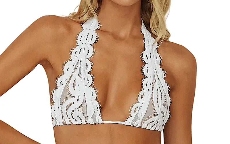 Lace Halter-Lace Fanned Bikini