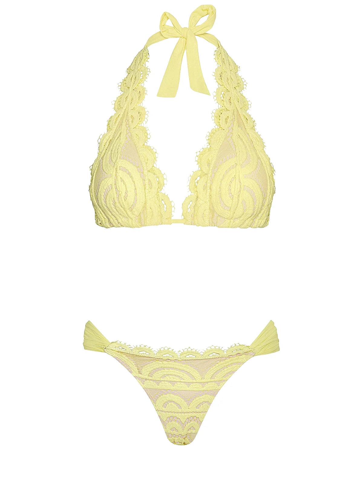 Lace Halter-Lace Fanned Bikini