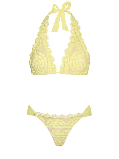 Lace Halter-Lace Fanned Bikini