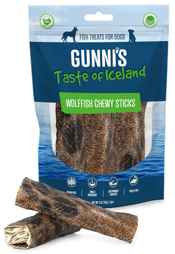 Gunni'a a Taste of Iceland 3 Pack Wolffish Chewy Sticks