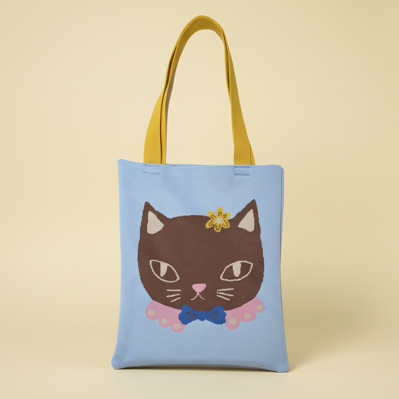 Chat Au Chocolat Knit Tote Bag