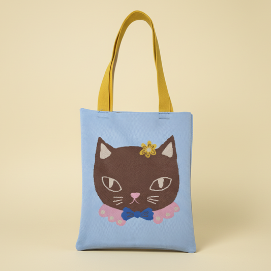 Chat Au Chocolat Knit Tote Bag