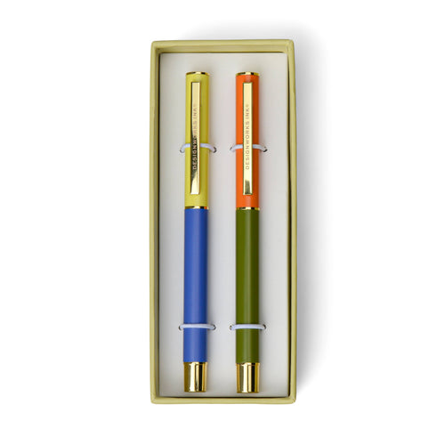 Color Block Pens - Cobalt + Army Green