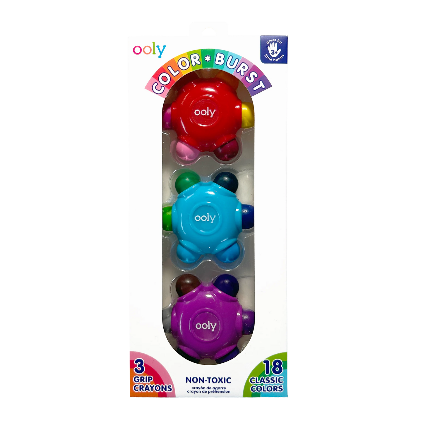Color Burst: Grip Crayons (Set of 3 with 18 Classic Colors)