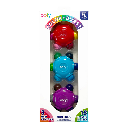 Color Burst: Grip Crayons (Set of 3 with 18 Classic Colors)