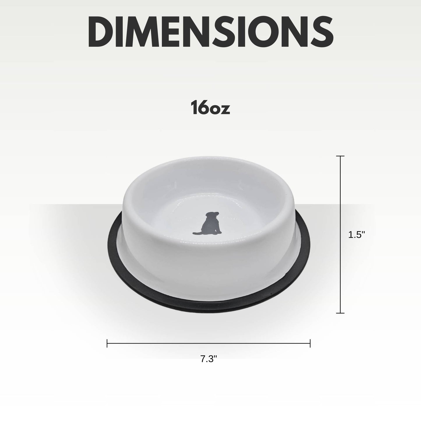Jojo Modern Pets - Non-Skid Stainless Steel Dog Bowl White with Gray Dog Design