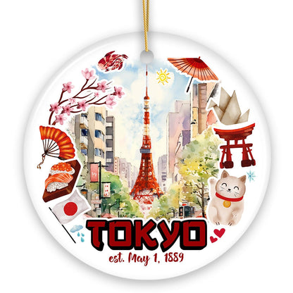 Artistic Tokyo Cultural Heritage Ornament, Japanese Style Timeless Zen Keepsake