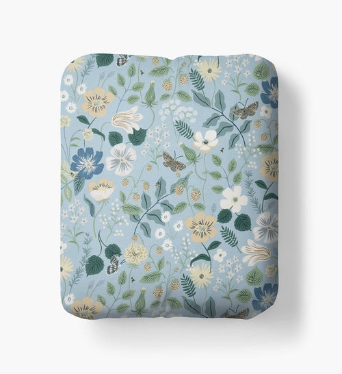Percale Fitted Sheet - Strawberry Fields Slate