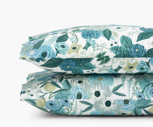 Percale Pillowcases - Garden Party Blue