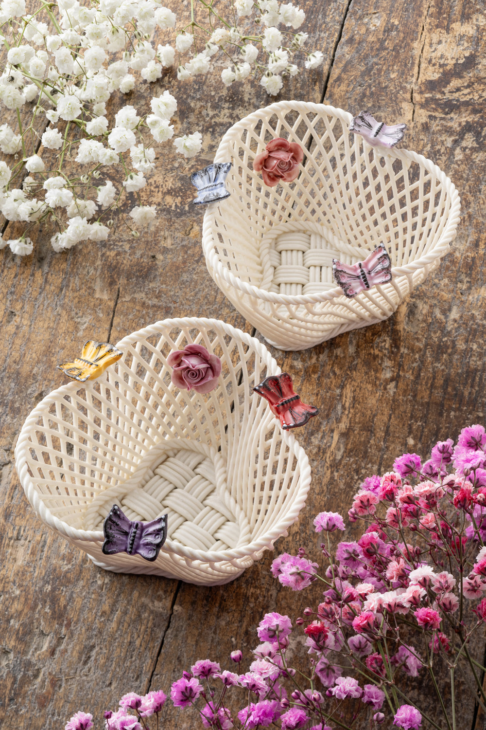 Belleek Classic Butterfly Basket - Pastel