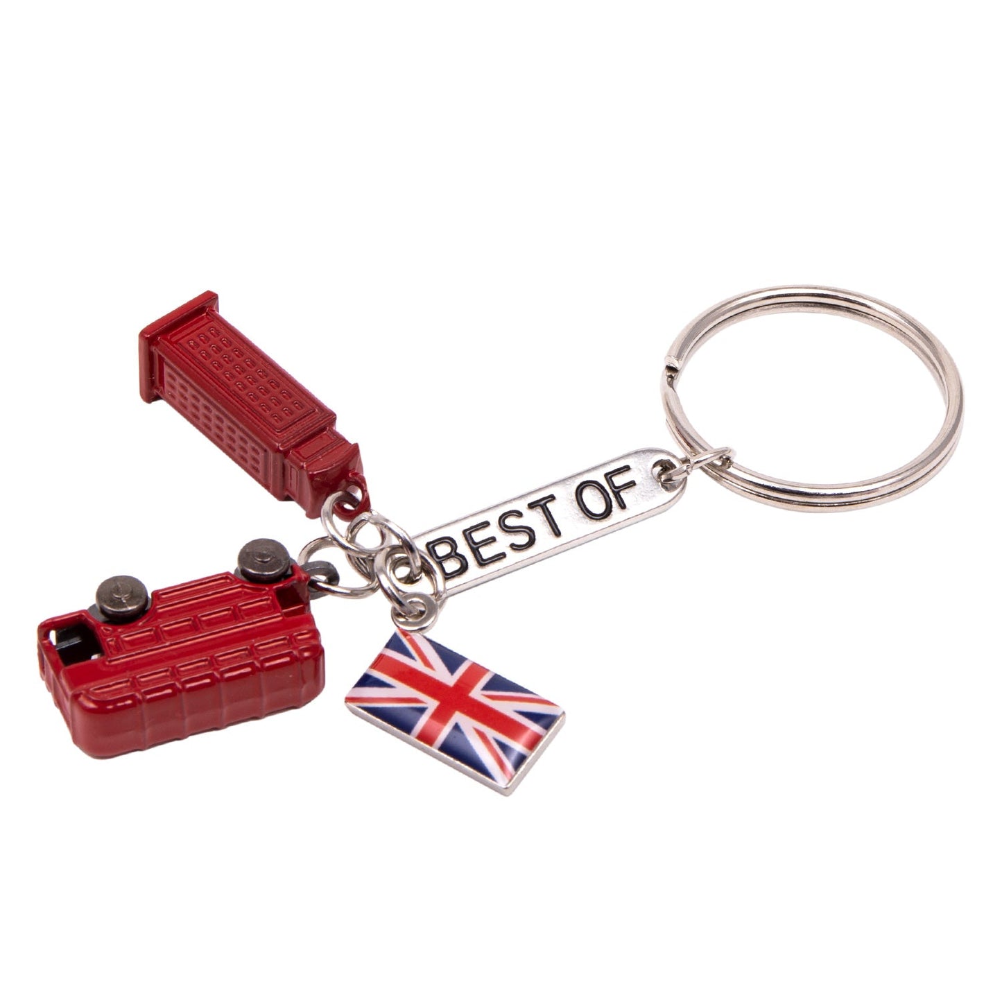 London Bus, Telephone Box & Union Jack Die-Cast Keyring