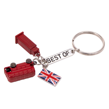 London Bus, Telephone Box & Union Jack Die-Cast Keyring