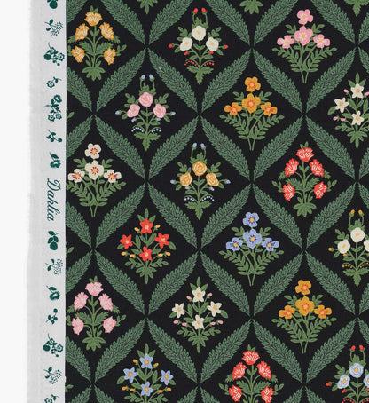 Estee Garden Canvas Fabric - Black Multi