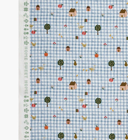 Farmhouse Gingham Cotton Fabric - Blue