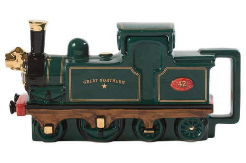 Ceramic Inspirations Steam Train Green Teapot
