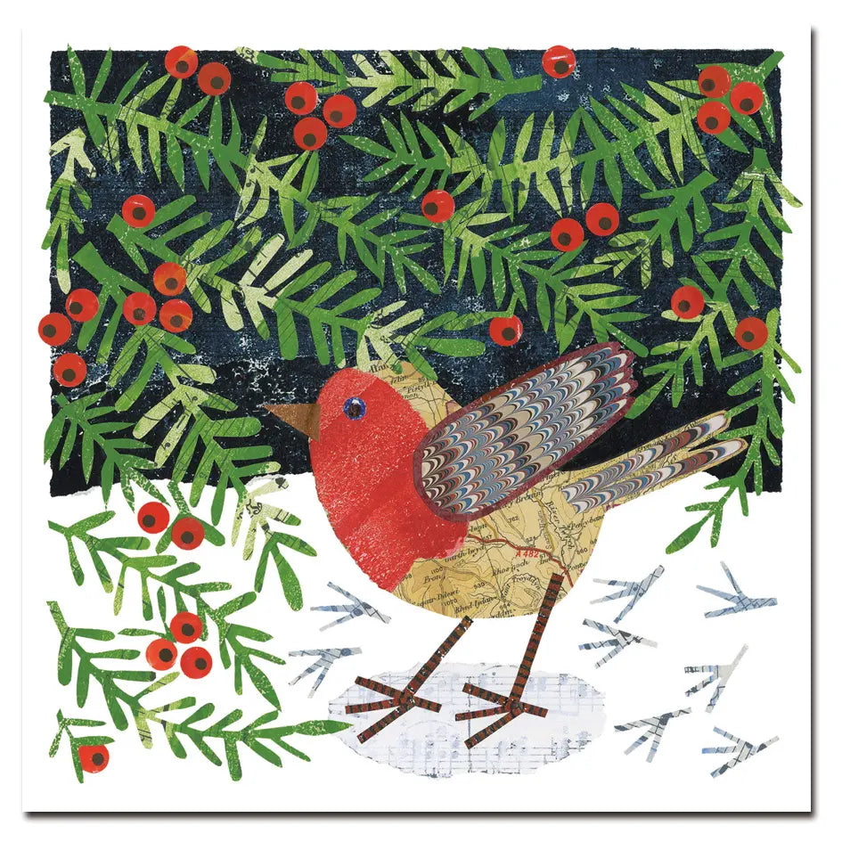 Emma Ball Robin & Yew Berries Christmas Cards Pack 6