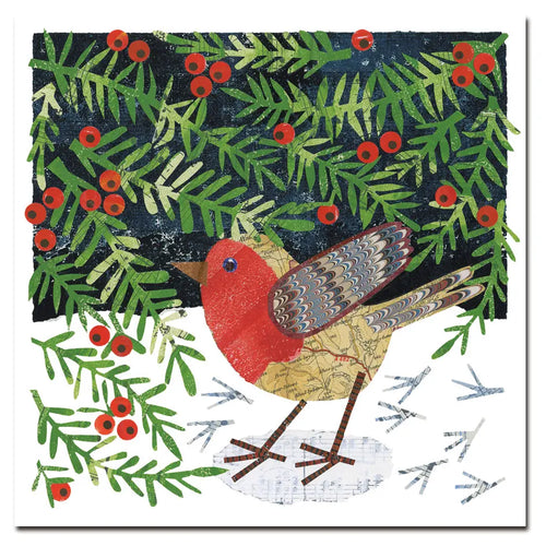 Emma Ball Robin & Yew Berries Christmas Cards Pack 6
