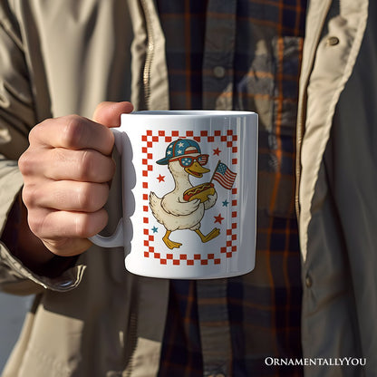 4th of July Patriotic Duck Personalized Mug, Funny Independence Day Gift with Custom Name