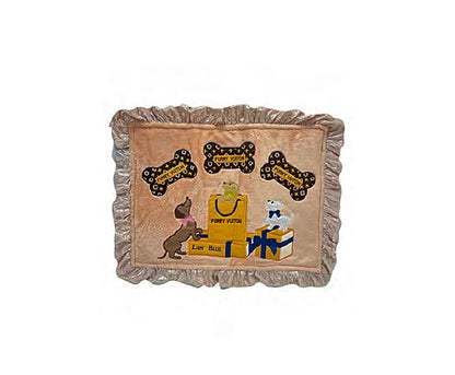 Luna Blue Furry Vuiton Monogram Bone Mat