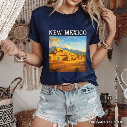 Artistic New Mexico State Taos Pueblo T-Shirt, Native American Heritage Tee and Southwestern Cultural Souvenir