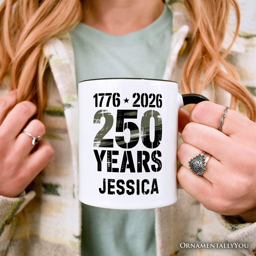 250th Anniversary Freedom Personalized Mug, 4th of July USA Patriotic 1776–2026 Gift with Custom Name