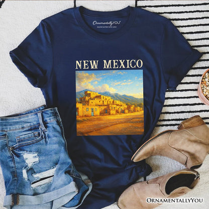 Artistic New Mexico State Taos Pueblo T-Shirt, Native American Heritage Tee and Southwestern Cultural Souvenir
