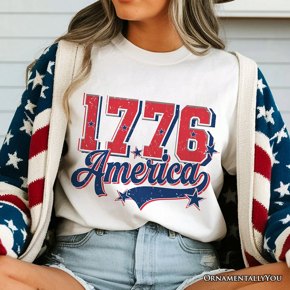 1776 America Vintage T-Shirt, Patriotic Retro USA Freedom 4th of July Tee