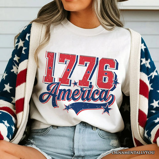 1776 America Vintage T-Shirt, Patriotic Retro USA Freedom 4th of July Tee