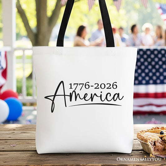 250 Years American Anniversary Tote Bag, 4th of July Minimalistic Patriotic 1776–2026 Gift Shopper