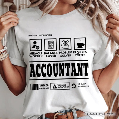 Accountant Nutrition Facts T-Shirt, Bookkeeper Humor Graphic Tee