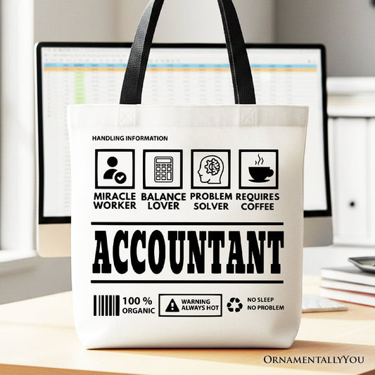 Accountant Nutrition Facts Tote Bag, Bookkeeper Humor Gift Shopper