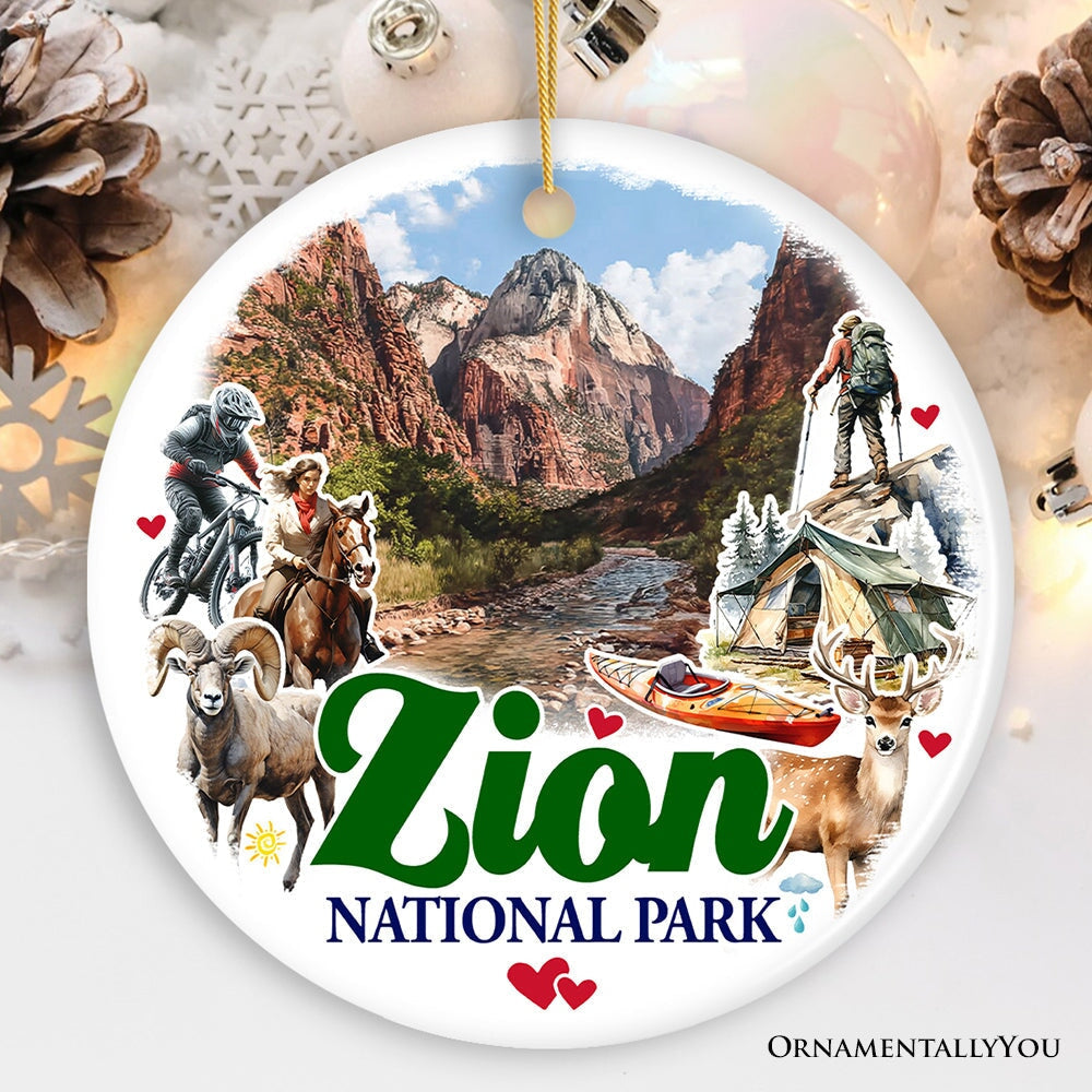 Adventurous Zion National Park Ornament, Utah Scenic Landmarks Christmas Gift and Outdoor Souvenir