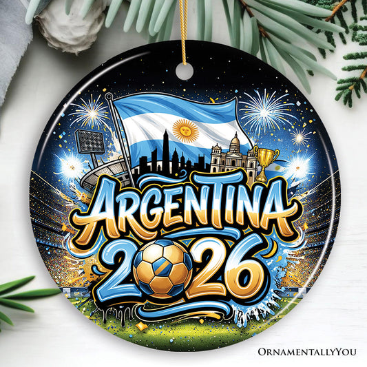 Argentina 2026 Soccer Cup Global Championship Ornament, Fans Football Gift and Tree Decor