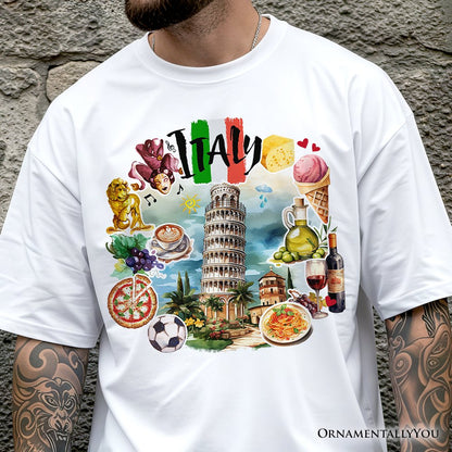 Artistic Italy Landmarks T-Shirt, Italian Tee and Souvenir
