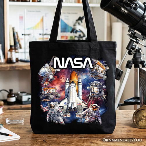 Artistic NASA Handcrafted Tote Bag, Astronaut in Outer Space with the Planets Gift Shopper