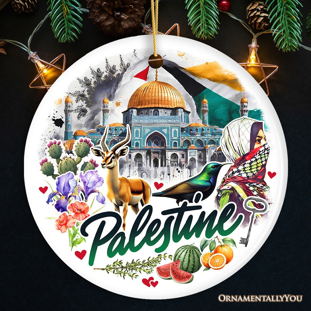 Artistic Palestine Ornament, Dome of the Rock Landmark Christmas Gift and Middle Eastern Heritage Souvenir