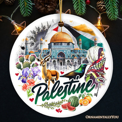 Artistic Palestine Ornament, Dome of the Rock Landmark Christmas Gift and Middle Eastern Heritage Souvenir