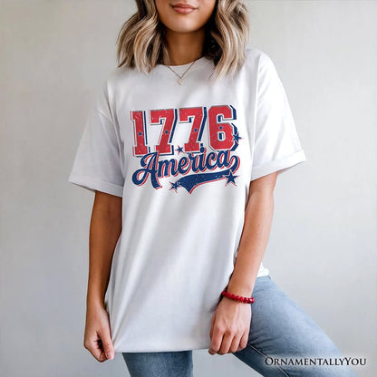1776 America Vintage T-Shirt, Patriotic Retro USA Freedom 4th of July Tee