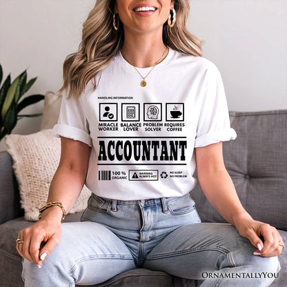 Accountant Nutrition Facts T-Shirt, Bookkeeper Humor Graphic Tee