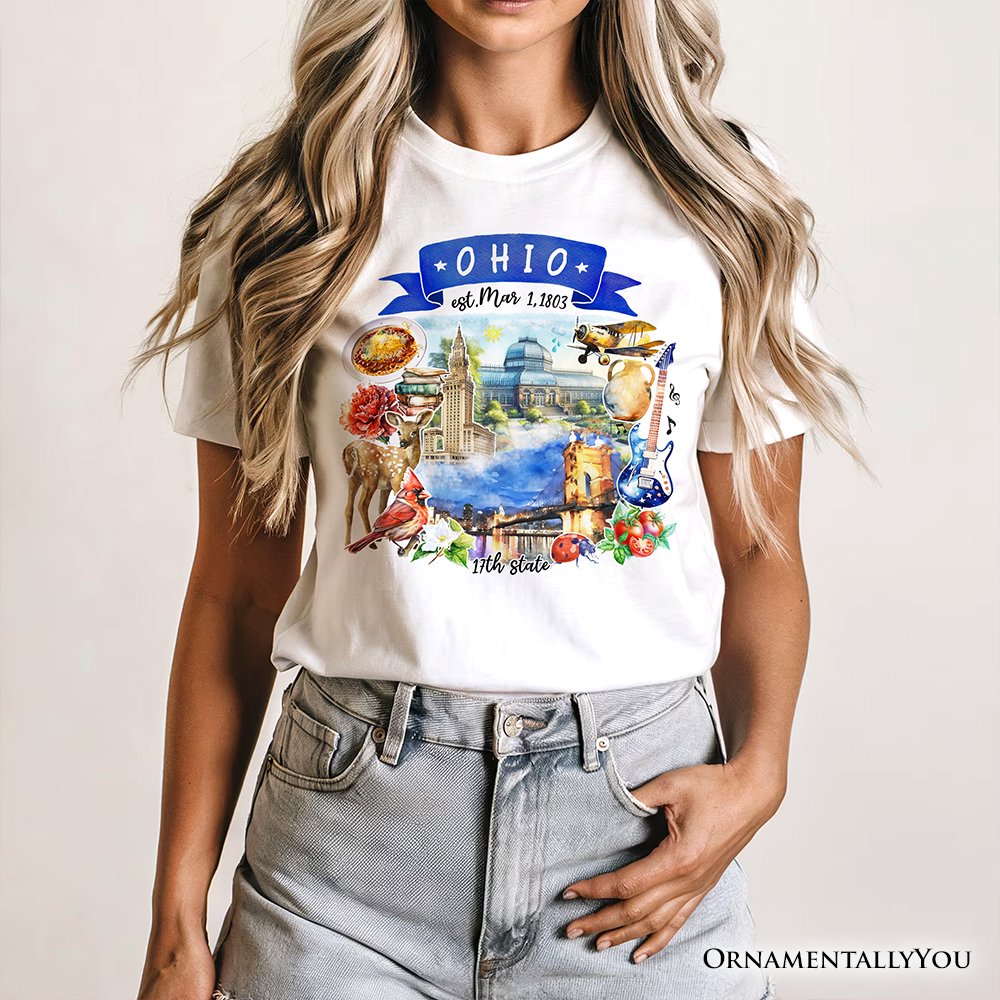 Artistic Ohio State Themes and Landmarks T-Shirt, Tee for History and Travel Lovers
