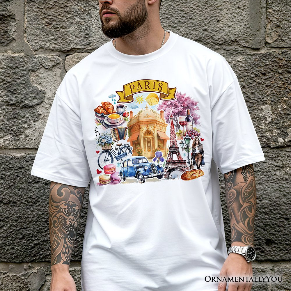 Artistic Paris Culture and Landmarks T-Shirt, Classical France Tee and Souvenir