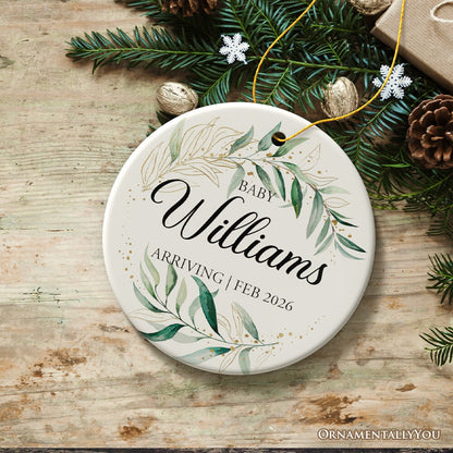 Baby Arriving Personalized Ornament, New Baby Announcement Keepsake Gift