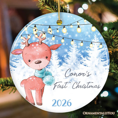 Baby Reindeer First Christmas Male and Female Personalized Ornament