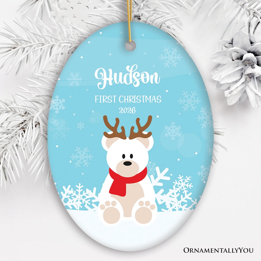 Baby’s 1st Christmas Polar Bear Personalized Ornament