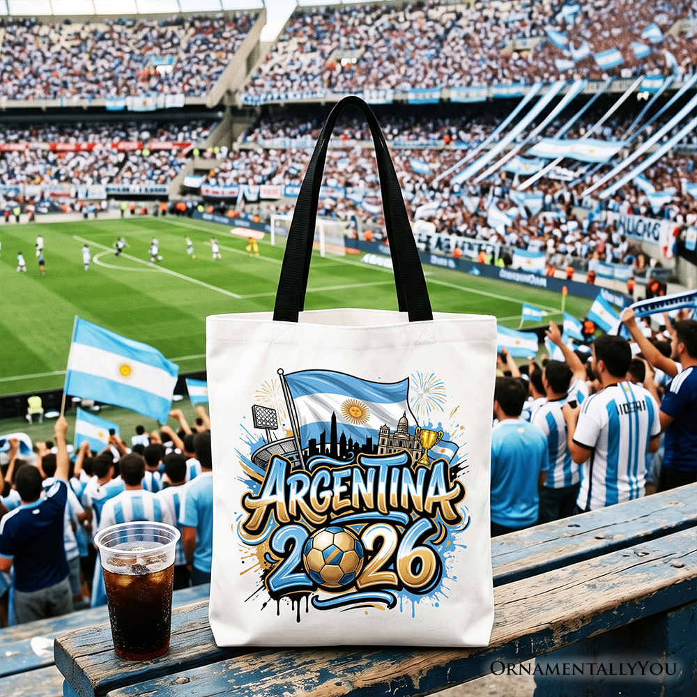 Argentina 2026 Soccer Cup Global Championship Tote Bag, Fans Football Gift Shopper