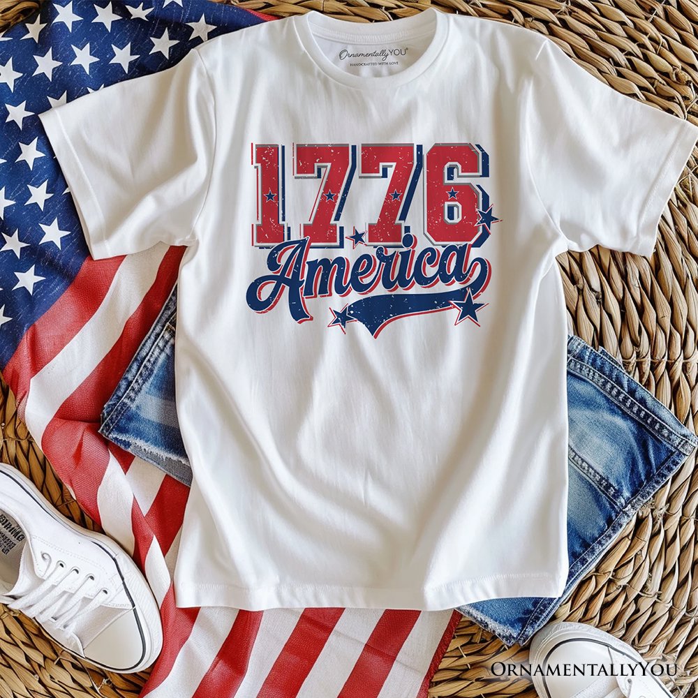 1776 America Vintage T-Shirt, Patriotic Retro USA Freedom 4th of July Tee