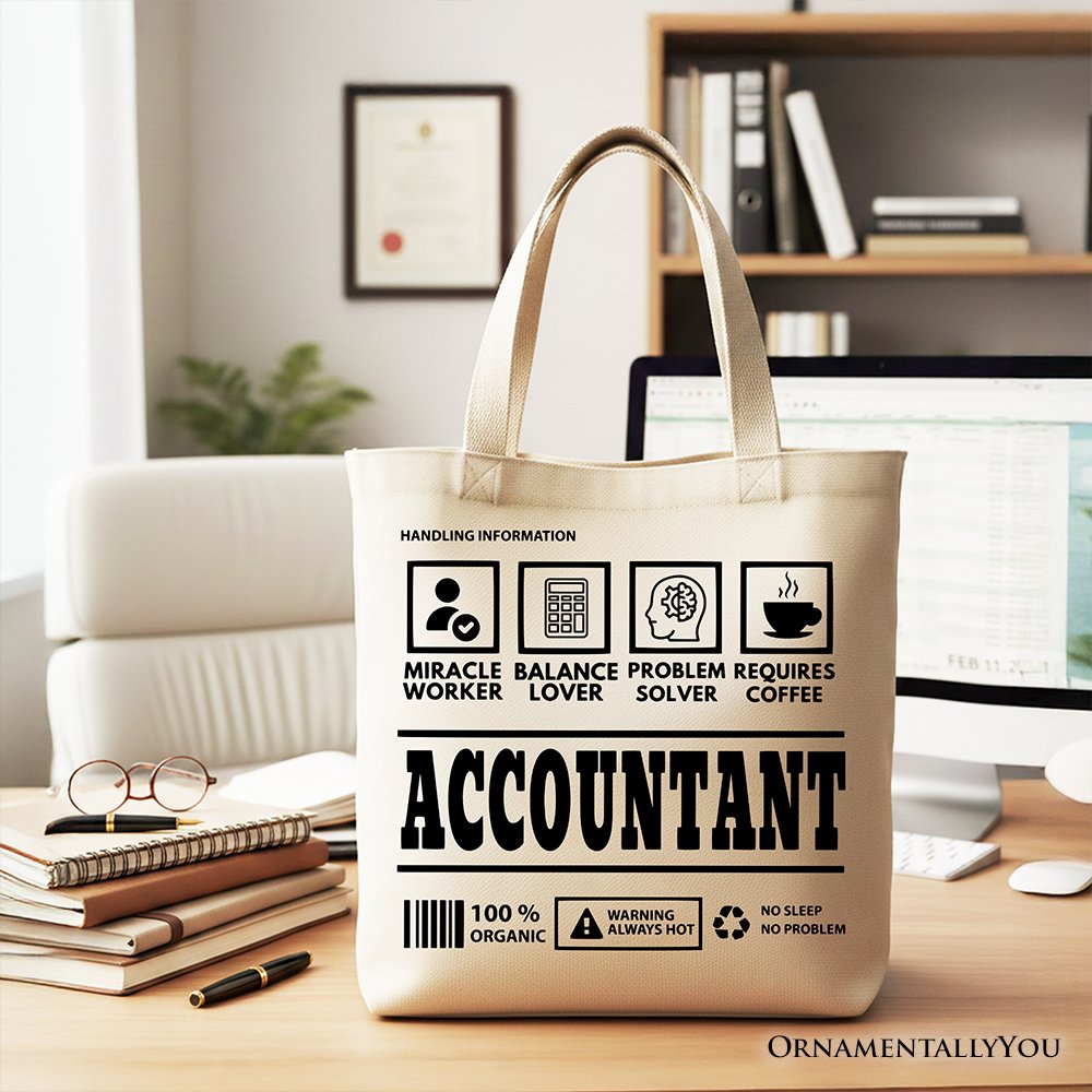 Accountant Nutrition Facts Tote Bag, Bookkeeper Humor Gift Shopper