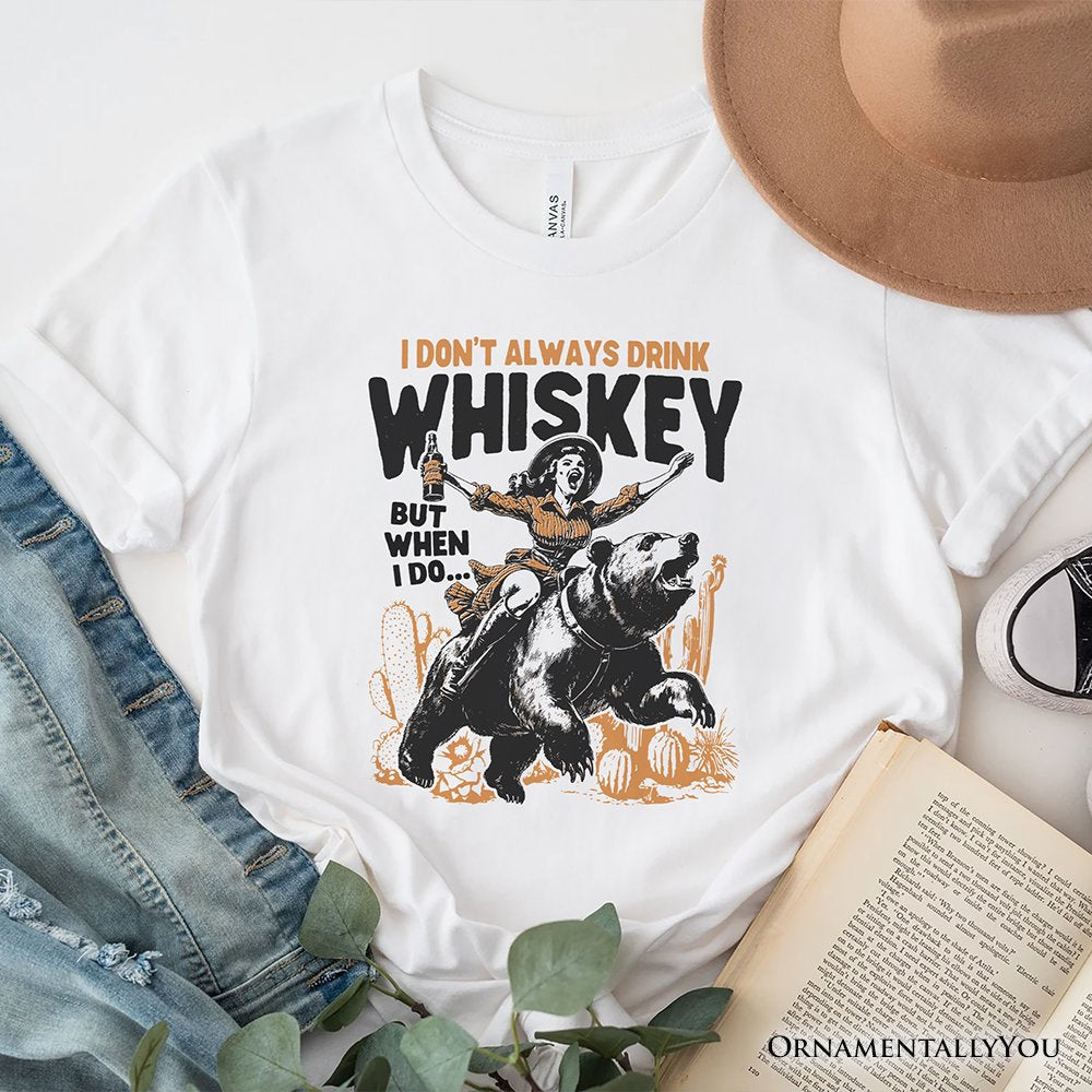 Alcohol Humor Retro T-Shirt, Funny Whiskey White and Natural Western Tee for Country Girl