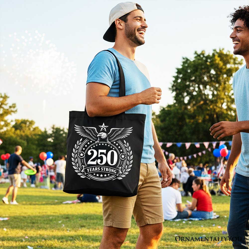 250th Anniversary Strong Eagle Tote Bag, 4th of July USA Patriotic 1776–2026 Gift Shopper