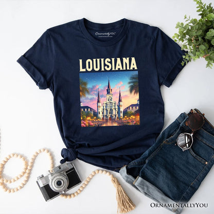 Artistic Louisiana State Cathedral T-Shirt, St. Louis Landmark Tee and Holiday Keepsake Souvenir